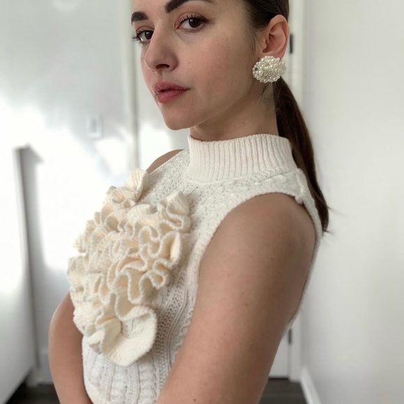 Zara Ivory Knit Ruffle Vest - Picture 3 of 3